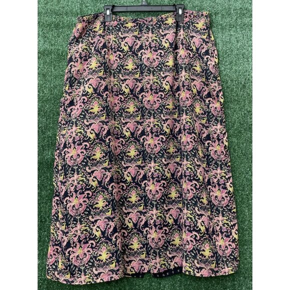 Emma James Liz Claiborne Maxi Skirt Reversible Women's 22W Plus Slit Floral - Picture 1 of 11